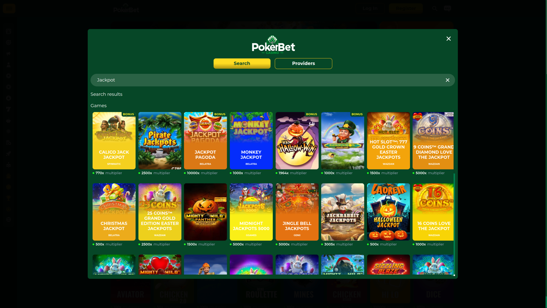 Jackpot PokerBet Casino sur ordinateur