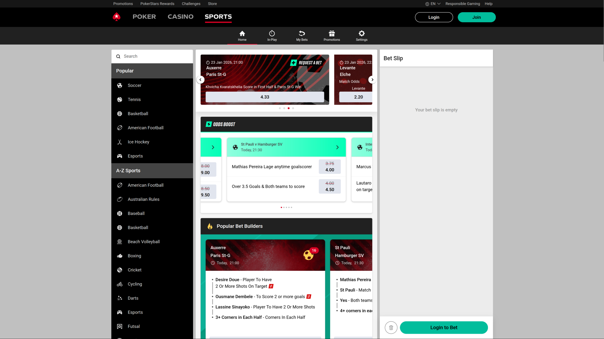 PokerStars Sports sur ordinateur