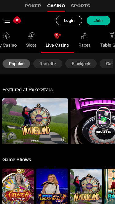 Croupier en direct sur PokerStars Mobile
