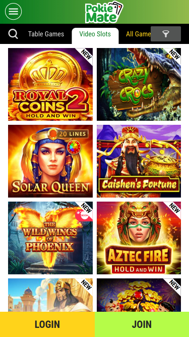 Jeux mobiles de casino Pokie Mate