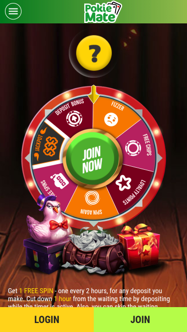 Roue de la fortune du casino mobile Pokie Mate