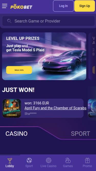 PokoBet Casino Homepage