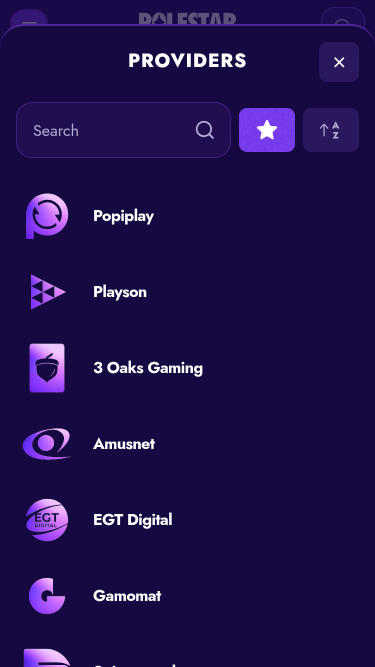 Desarrolladores de juegos móviles de Polestar Casino