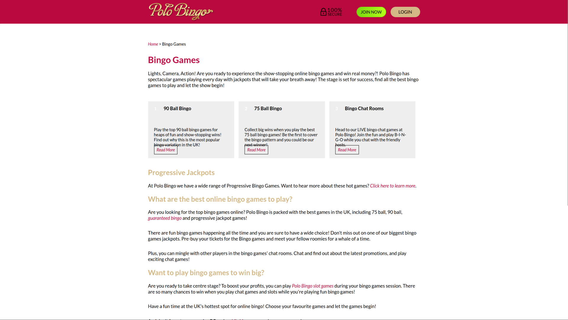 Bingo de escritorio del casino Polo Bingo