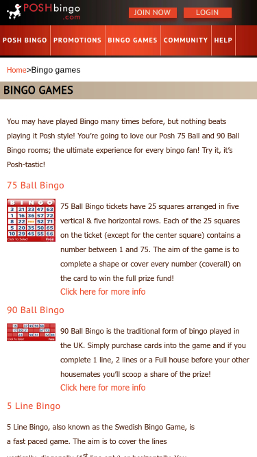 Posh Bingo mobile Bingo