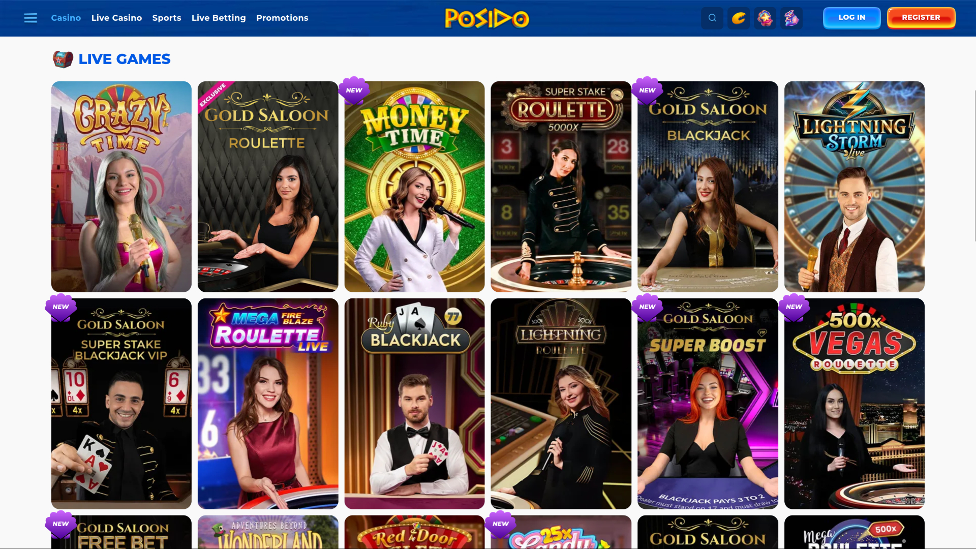 Casino Posido avec croupier en direct sur ordinateur