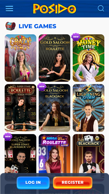 Casino mobile Posido avec croupier en direct