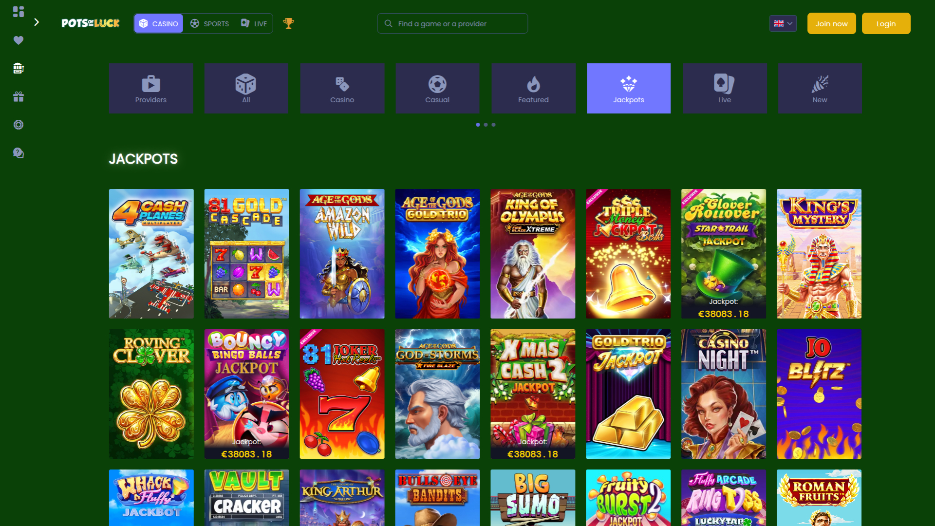 Jackpot de bureau du casino Pots of Luck