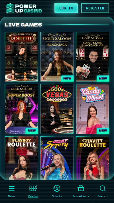 PowerUp Casino Mobile Croupier en direct