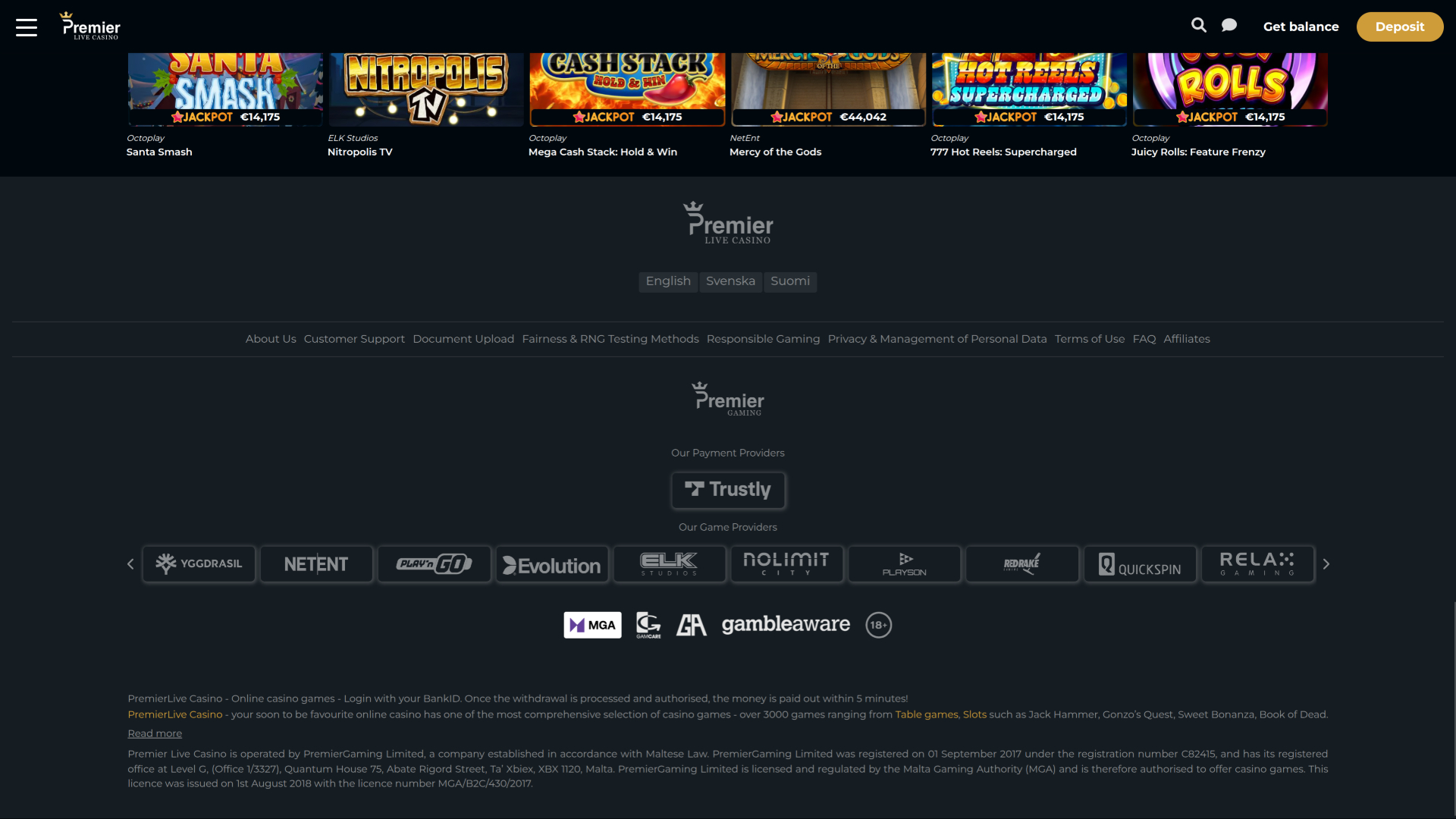 Développeurs de jeux sur ordinateur de Premier Live Casino