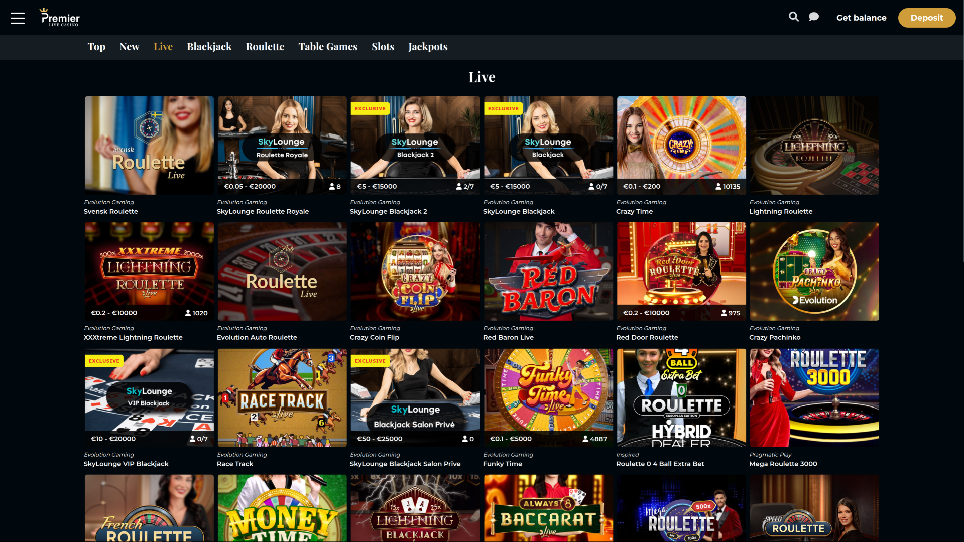 Croupier en direct sur ordinateur de Premier Live Casino