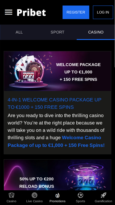 Promotions mobiles du casino Pribet