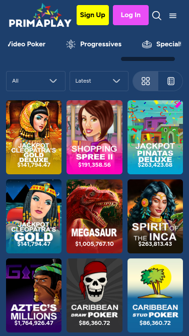 PrimaPlay Casino Mobile Jackpot