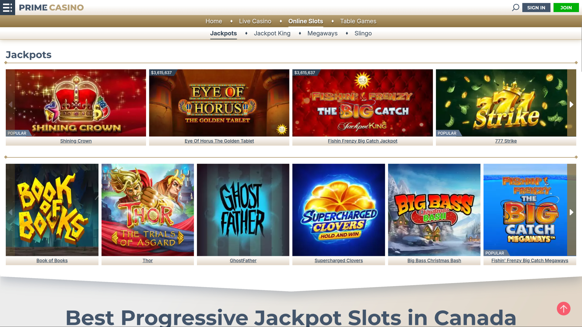 Prime Casino Desktop Jackpot