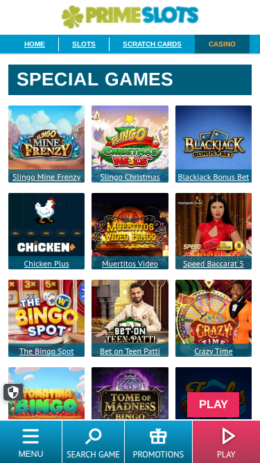 Prime Slots Mobile Special Games
