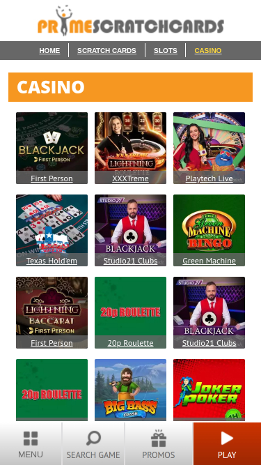 Live Dealer Mobile di PrimeScratchCards