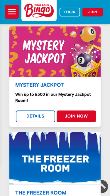 Promotions mobiles du casino Prize Land Bingo