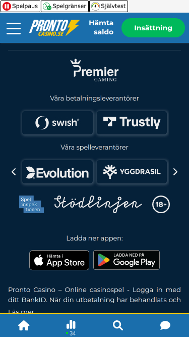 Développeurs de jeux mobiles Pronto Casino