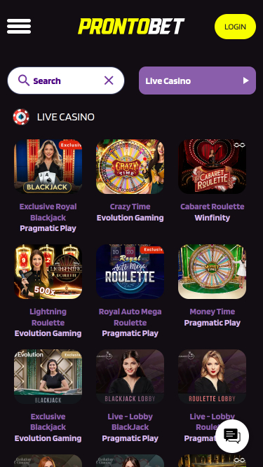 Prontobet Casino Mobile Croupier en direct