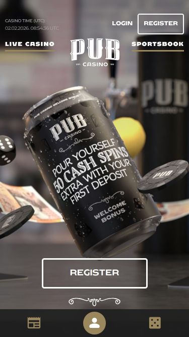 Pub Casino Mobile Homepage