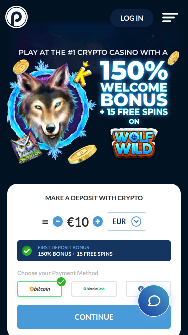 Page d'accueil mobile de Punt Casino