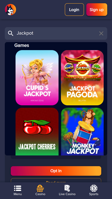 Jackpot mobile du casino PuppyBet