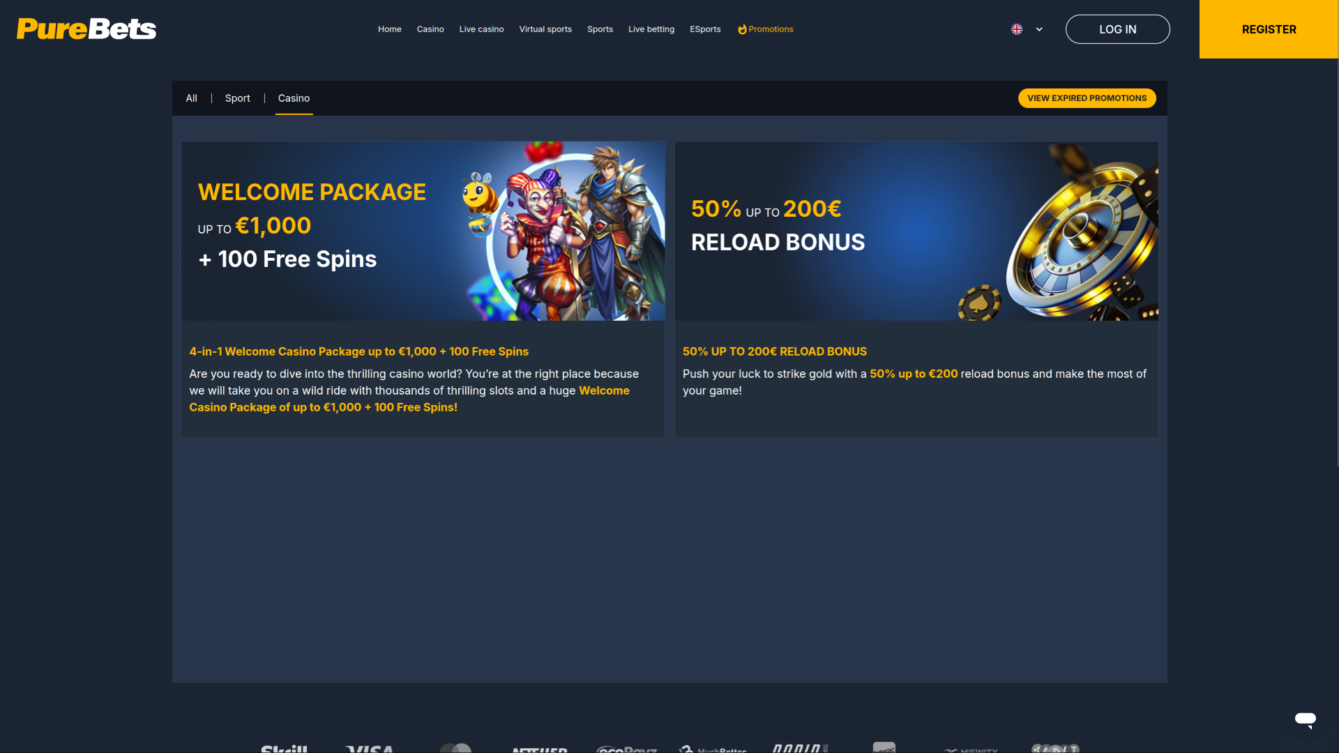 PureBets Casino Desktop Promotions