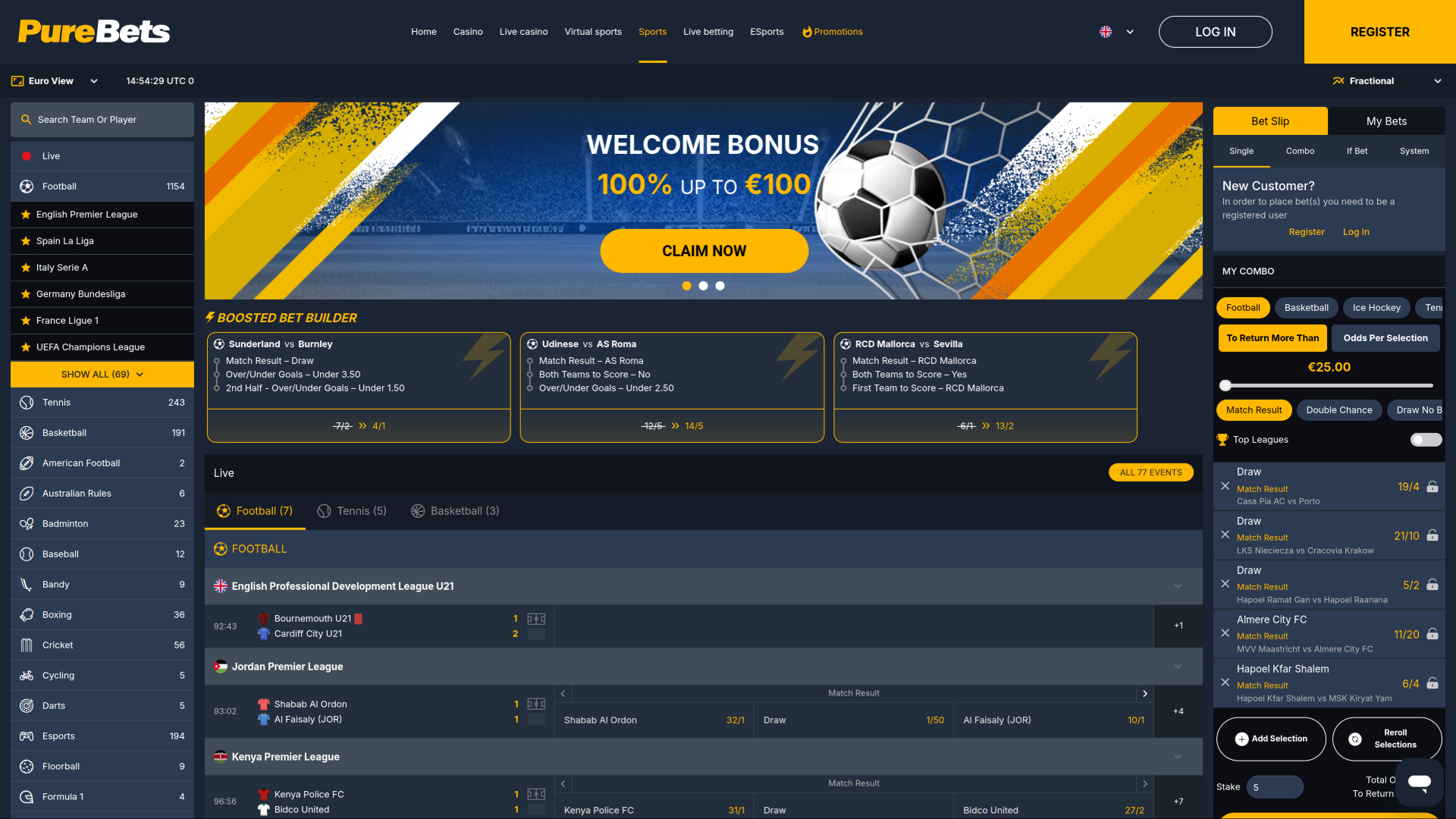 PureBets Casino Desktop Sports