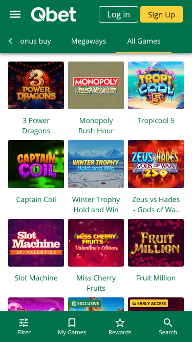 Jeux mobiles de casino QBet