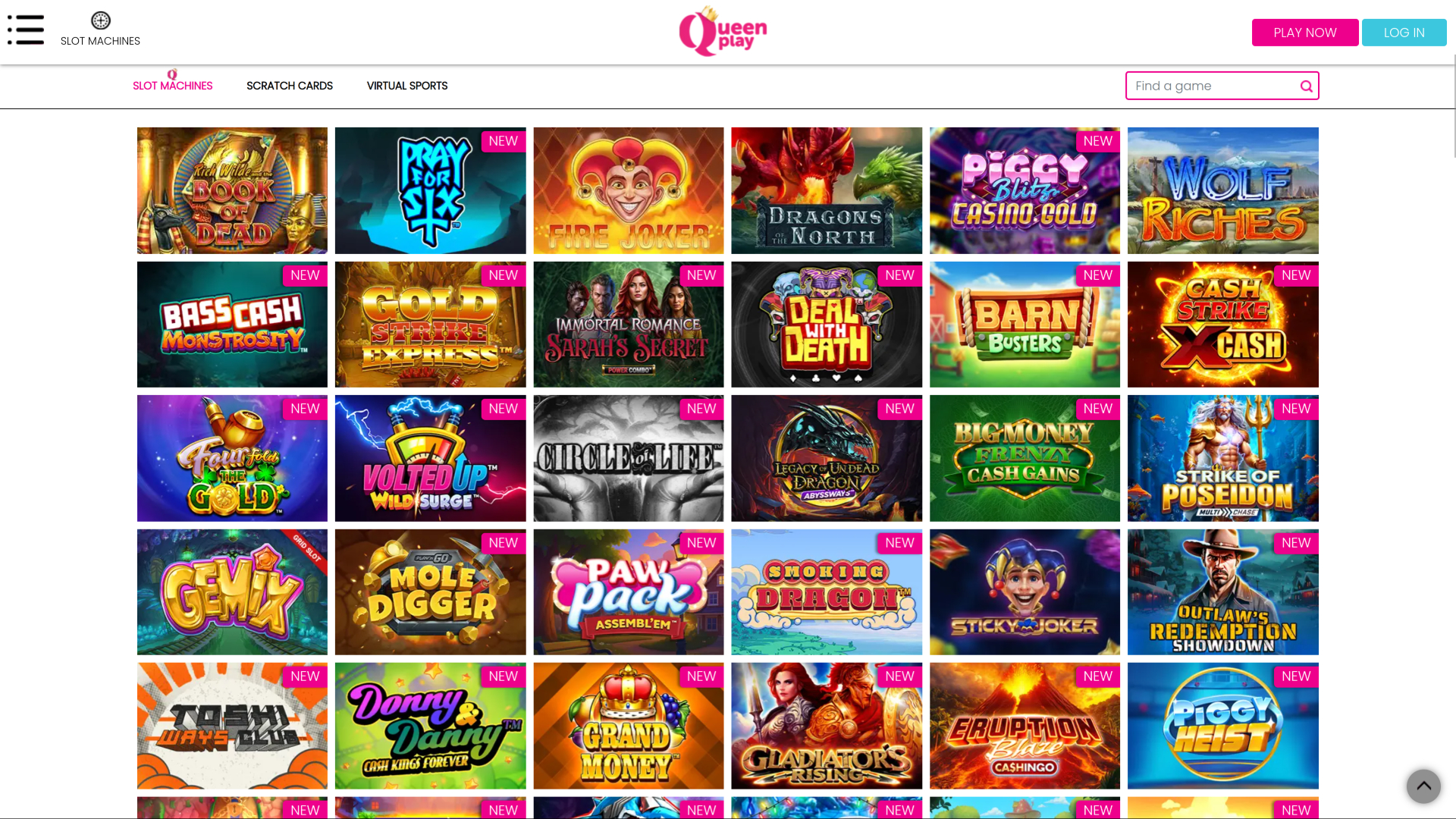 Jeux de casino Queen Play sur ordinateur