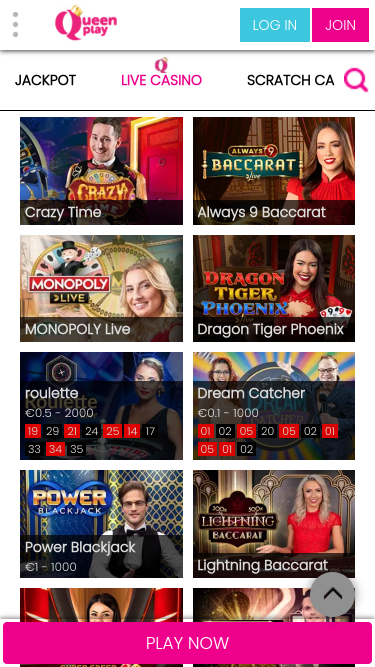 Queen Play Casino Mobile Croupier en direct