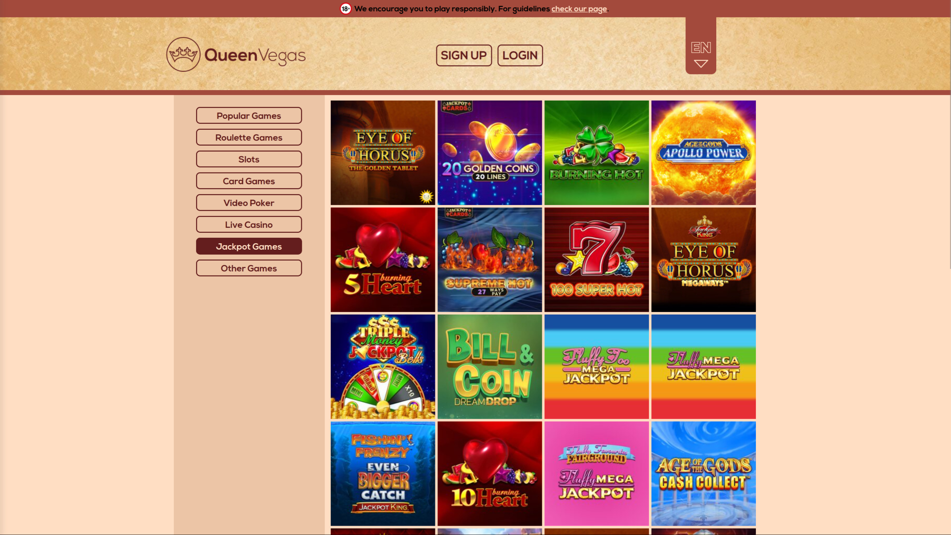 Queen Vegas Casino Desktop Jackpot