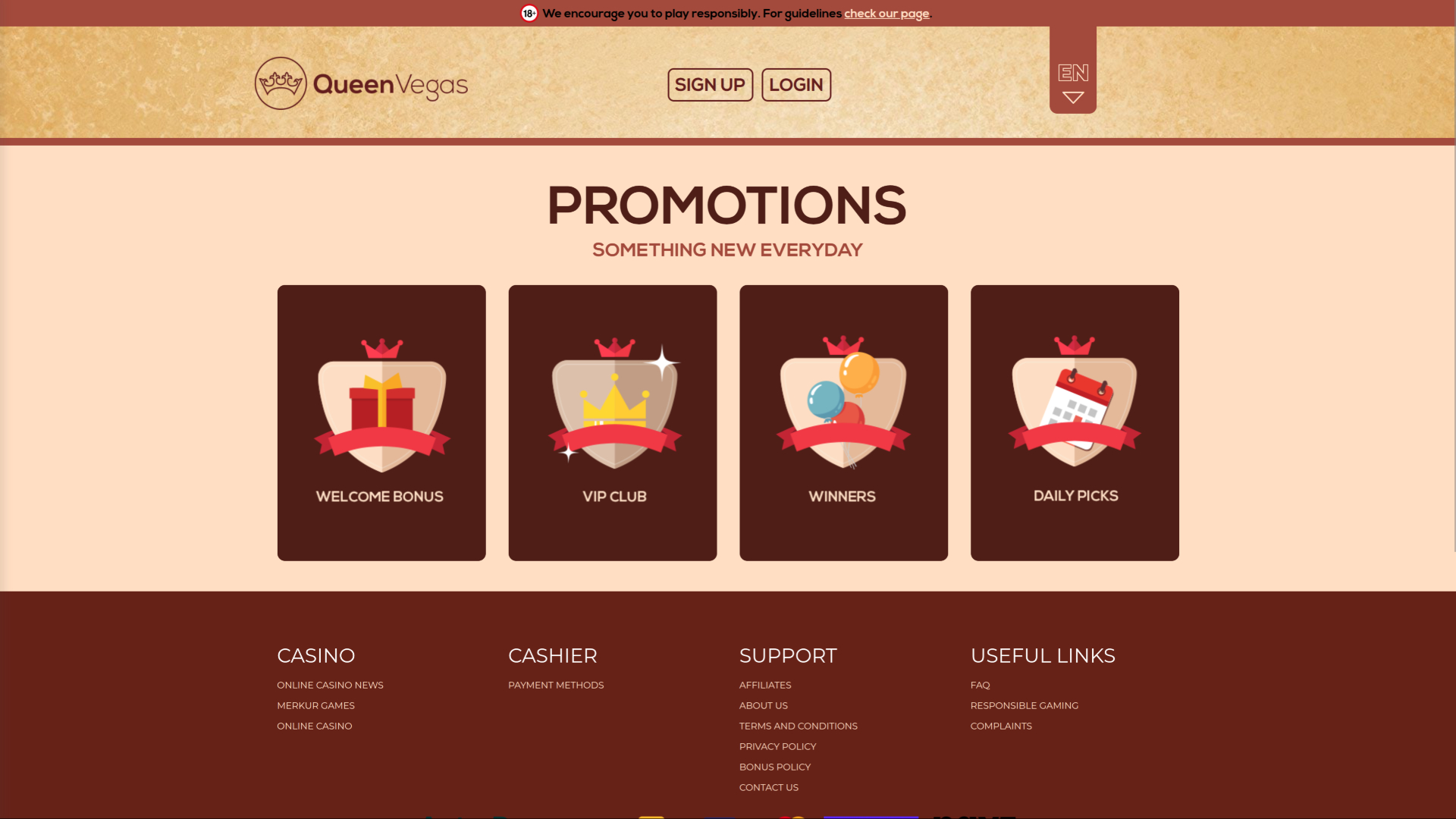 Queen Vegas Casino Desktop-Aktionen