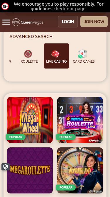 Queen Vegas Casino Mobile Croupier en direct