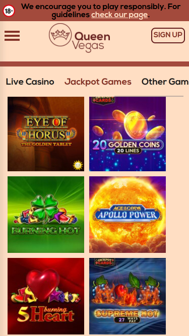 Queen Vegas Casino Mobile Jackpot
