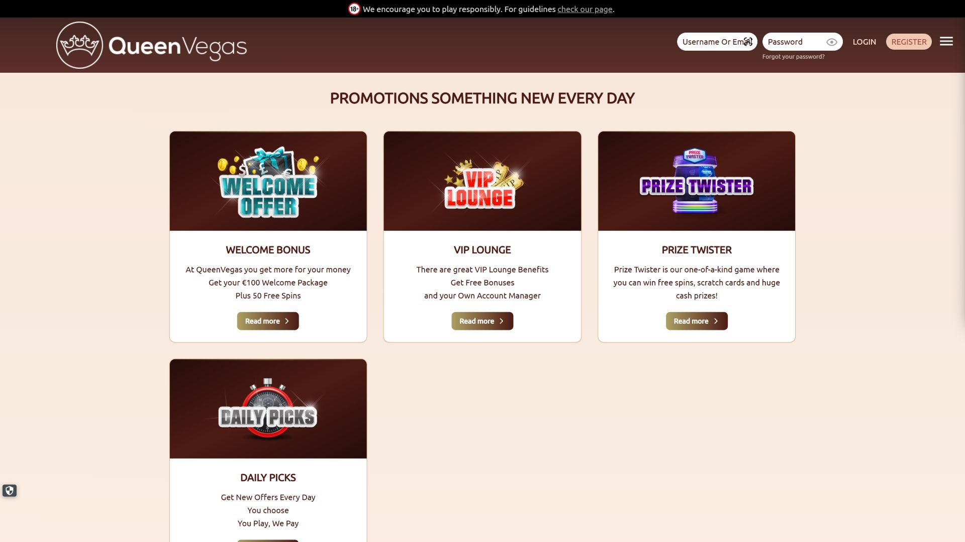 Promotions sur ordinateur du casino Queen Vegas