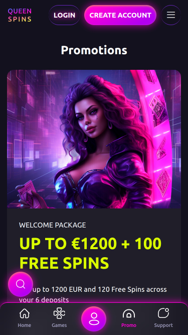 Promotions mobiles du casino QueenSpins