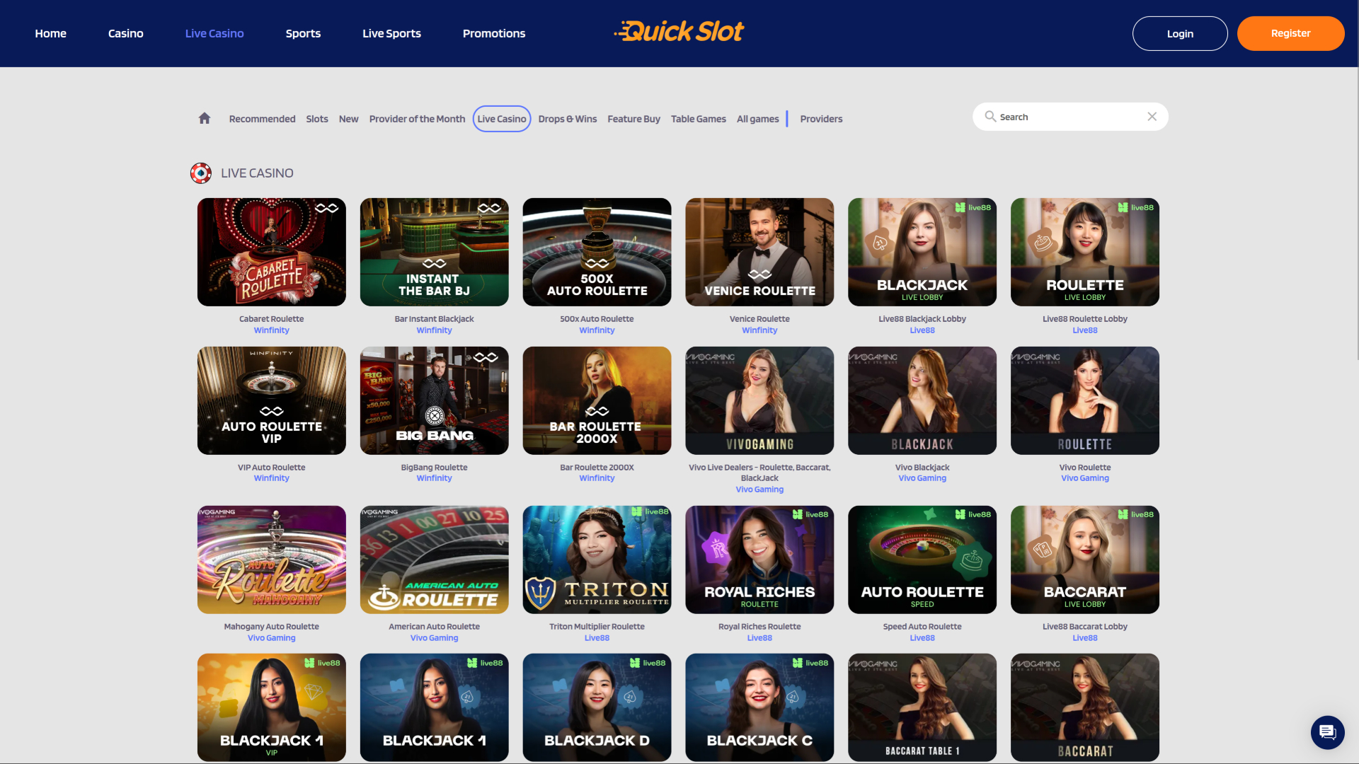 Live-дилер казино QuickSlot для ПК