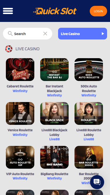 Мобильное казино QuickSlot с живыми дилерами