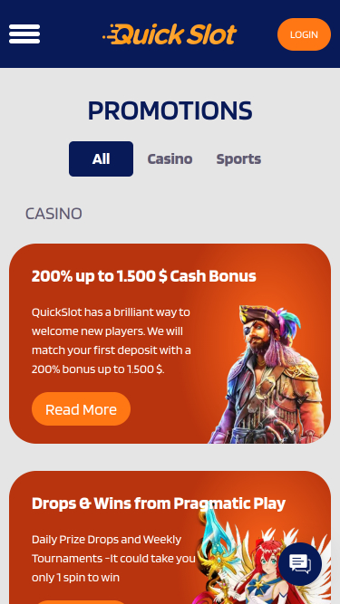 Акции мобильного казино QuickSlot