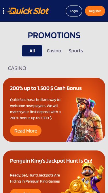Акции мобильного казино QuickSlot