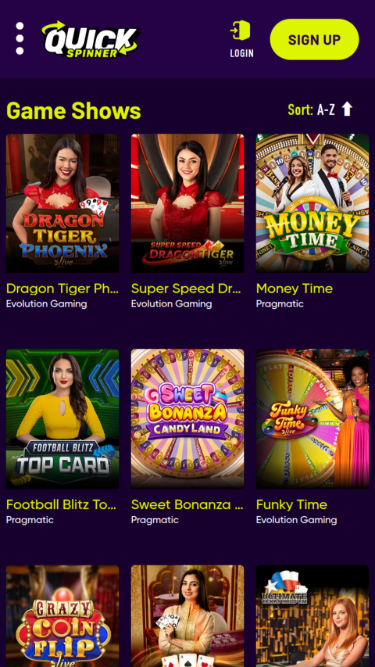 Casino mobile Quickspinner avec croupier en direct