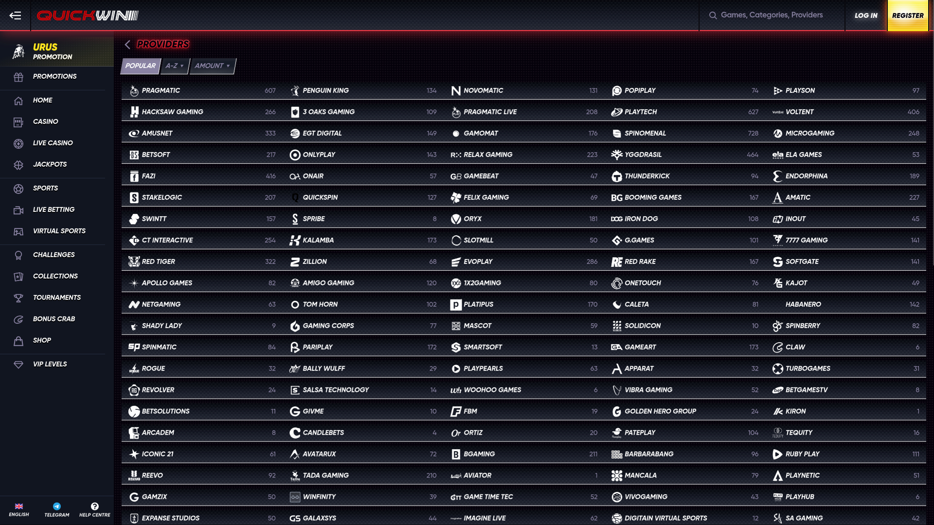 Développeurs du jeu de casino Quickwin pour ordinateur
