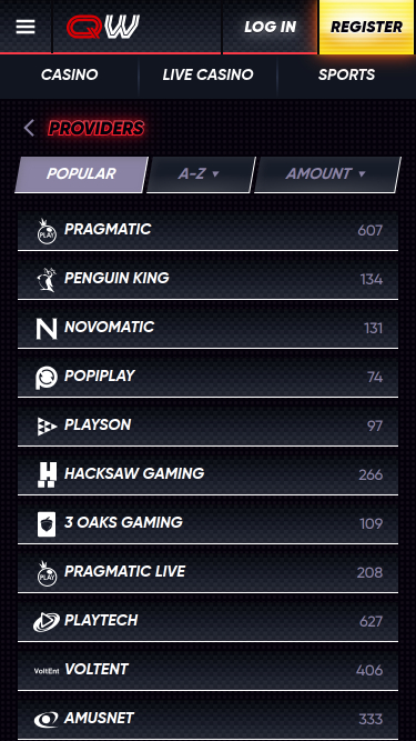 Développeurs de jeux mobiles Quickwin Casino