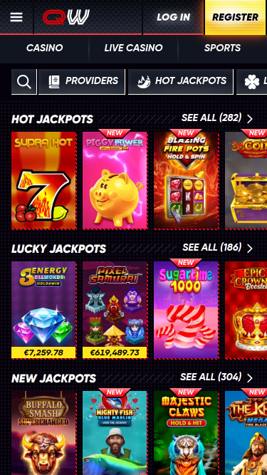 Jackpot mobile du casino Quickwin