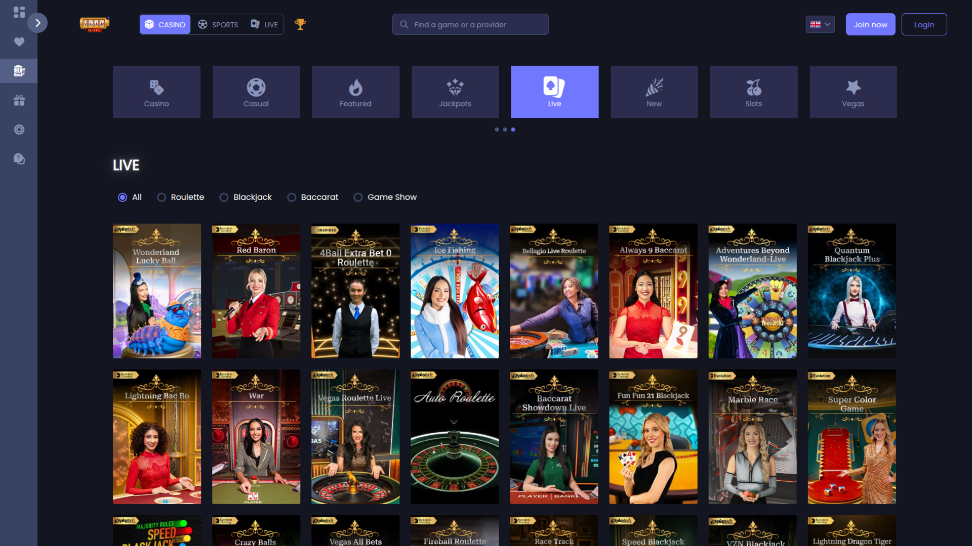 Quid Slots Casino Desktop Live-Dealer