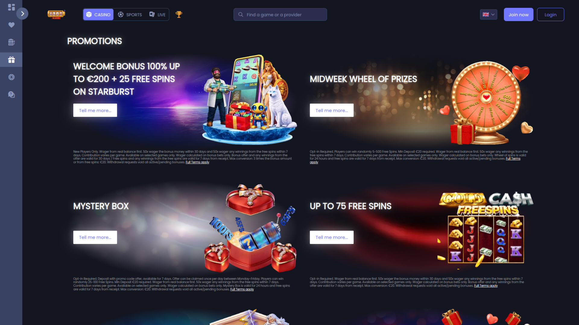 Quid Slots Casino Desktop-Aktionen