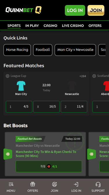 QuinnBet Casino Mobile Sports