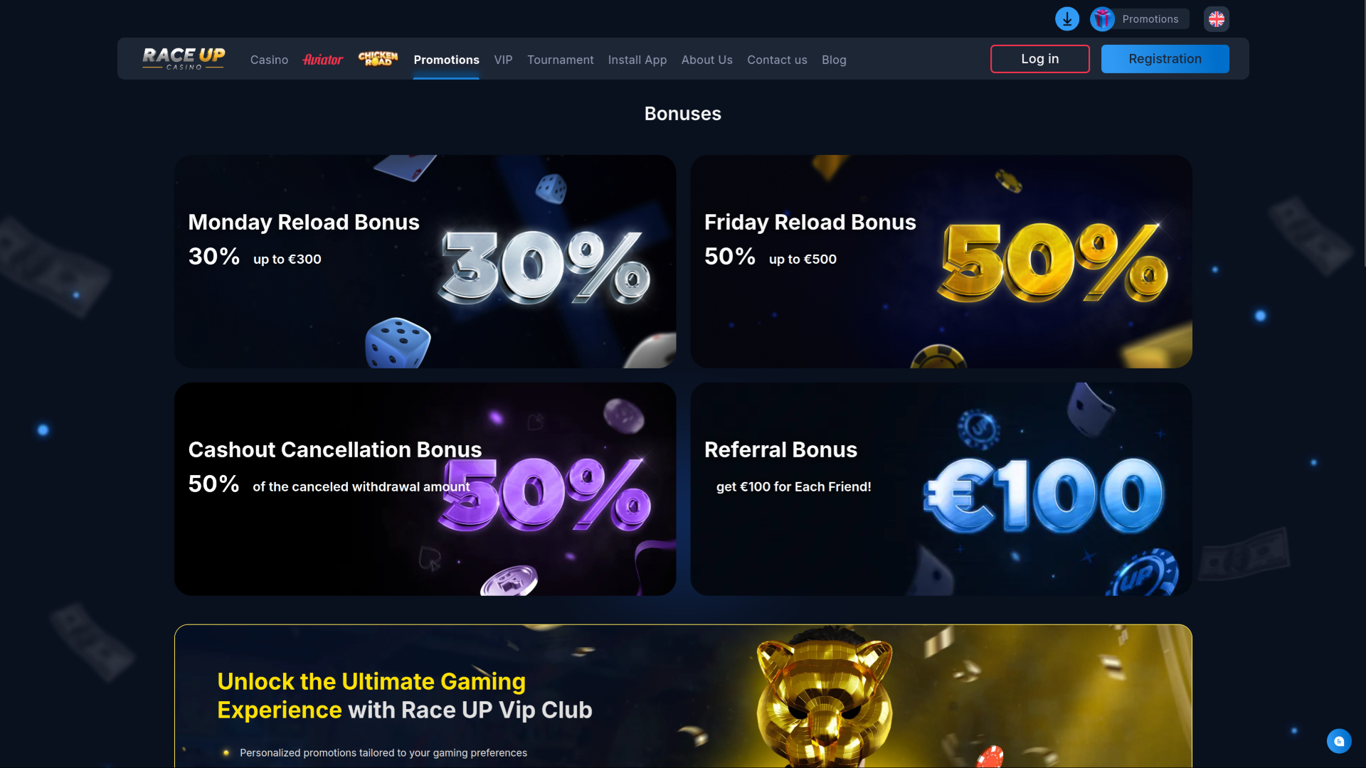 Promotions Raceup Casino sur ordinateur