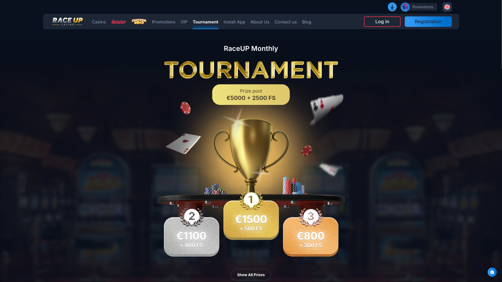 Tournois de casino Raceup sur ordinateur